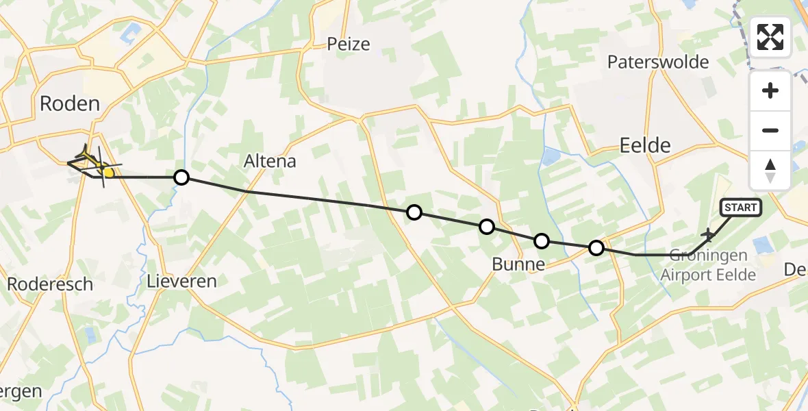 Routekaart van de vlucht: Lifeliner 4 naar Roden