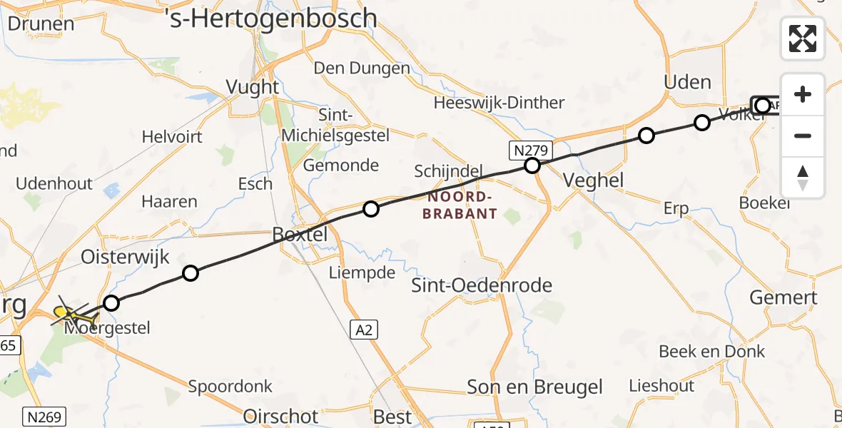 Routekaart van de vlucht: Lifeliner 3 naar Moergestel