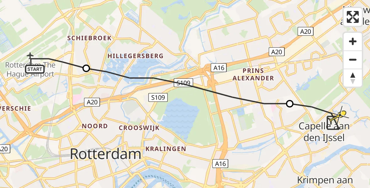 Routekaart van de vlucht: Lifeliner 2 naar Capelle aan den IJssel