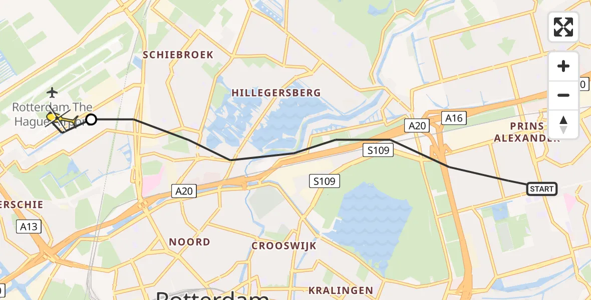 Routekaart van de vlucht: Lifeliner 2 naar Rotterdam The Hague Airport