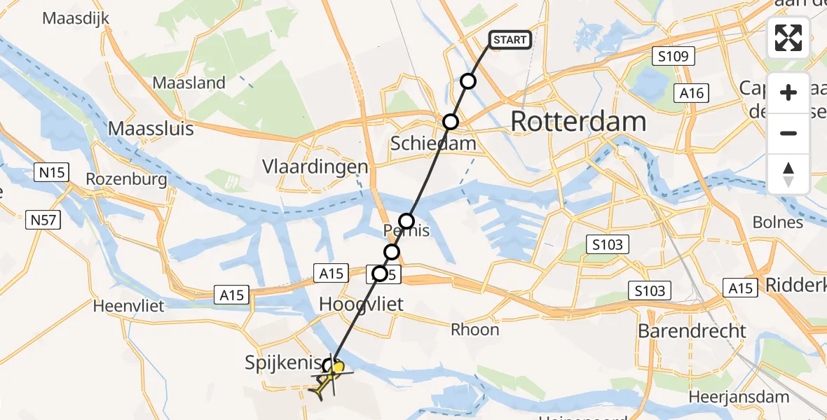 Routekaart van de vlucht: Lifeliner 2 naar Spijkenisse