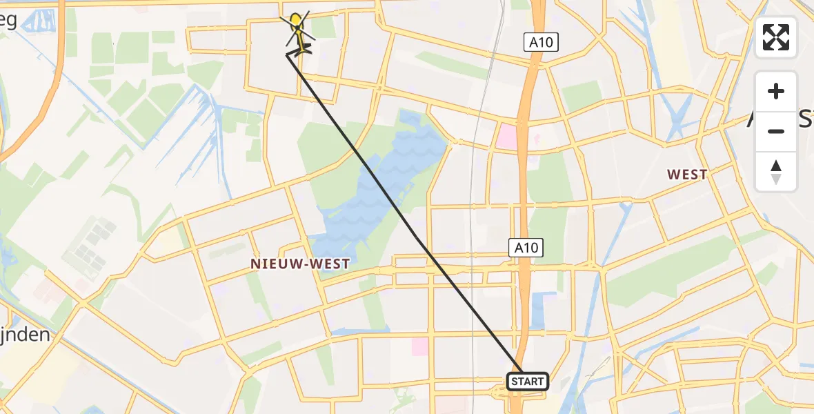 Routekaart van de vlucht: Lifeliner 1 naar Amsterdam