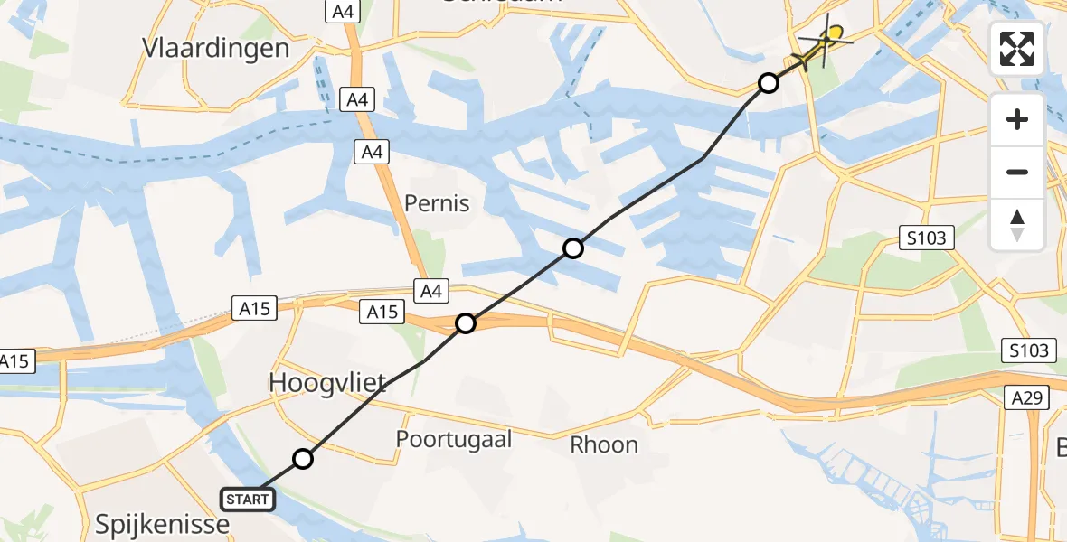 Routekaart van de vlucht: Lifeliner 2 naar Erasmus MC