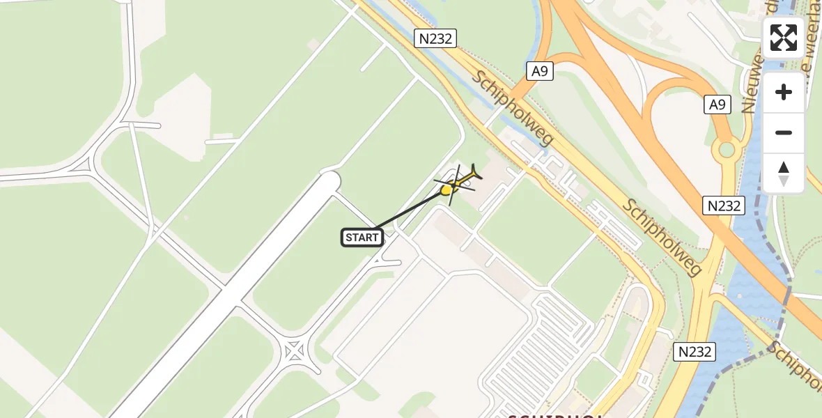 Vluchtroute Politiehelikopter van Schiphol naar Schiphol