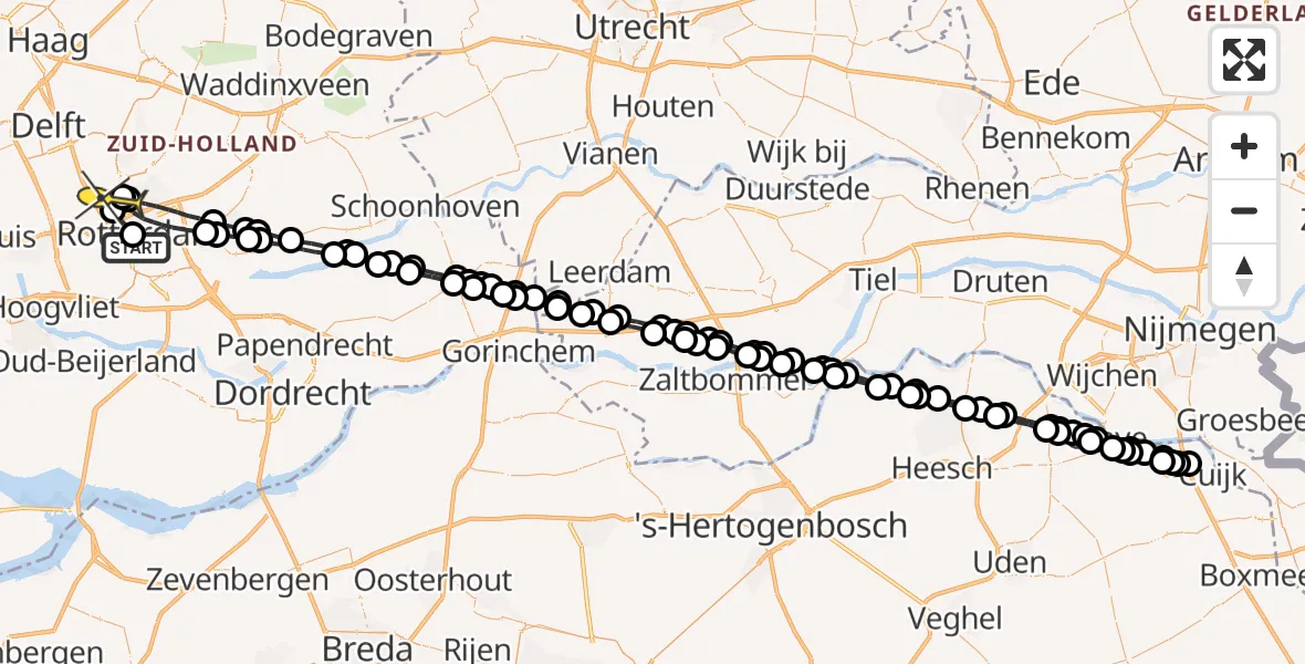 Routekaart van de vlucht: Lifeliner 2 naar Rotterdam The Hague Airport