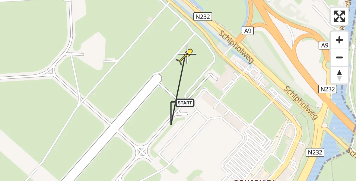 Vluchtroute Politiehelikopter van Schiphol naar Schiphol