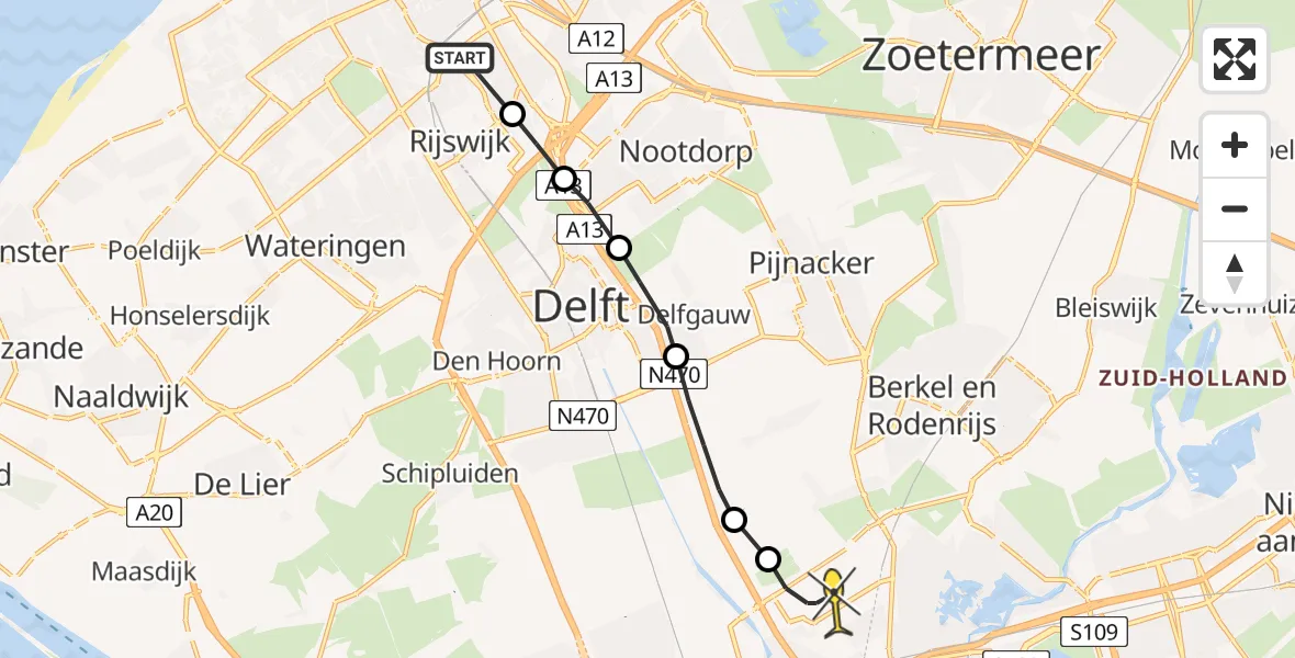 Routekaart van de vlucht: Lifeliner 2 naar Rotterdam The Hague Airport