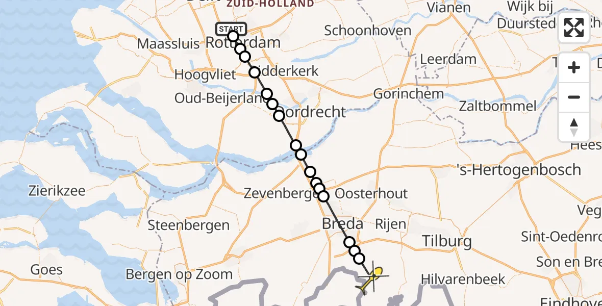 Routekaart van de vlucht: Lifeliner 2 naar Chaam