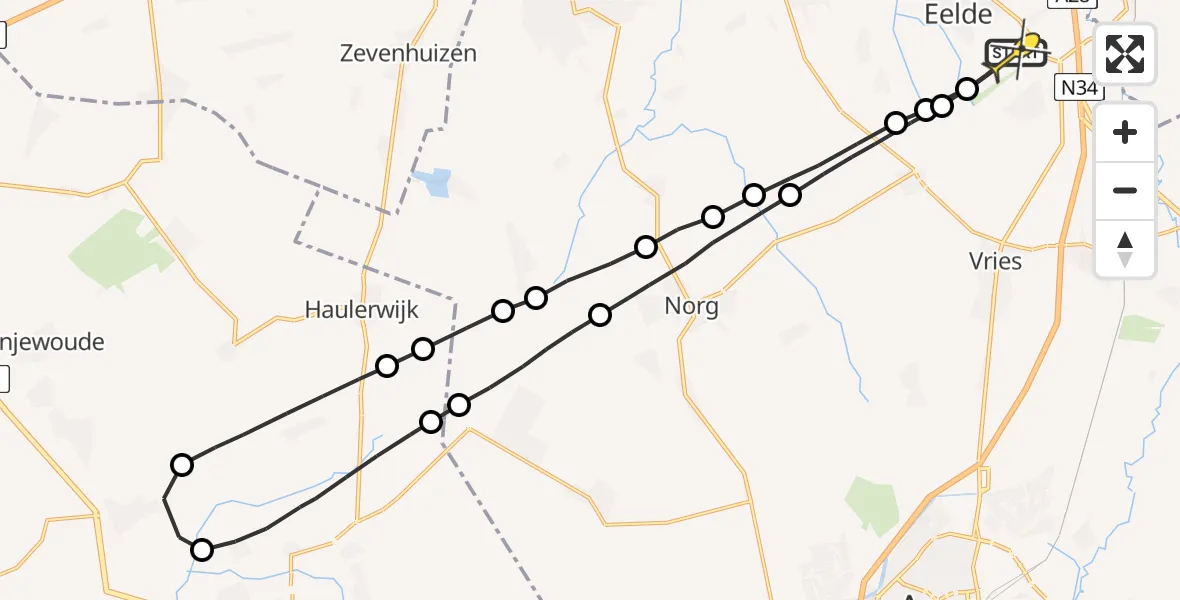 Routekaart van de vlucht: Lifeliner 4 naar Groningen Airport Eelde