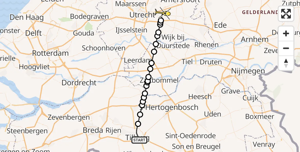 Routekaart van de vlucht: Lifeliner 2 naar Zeist
