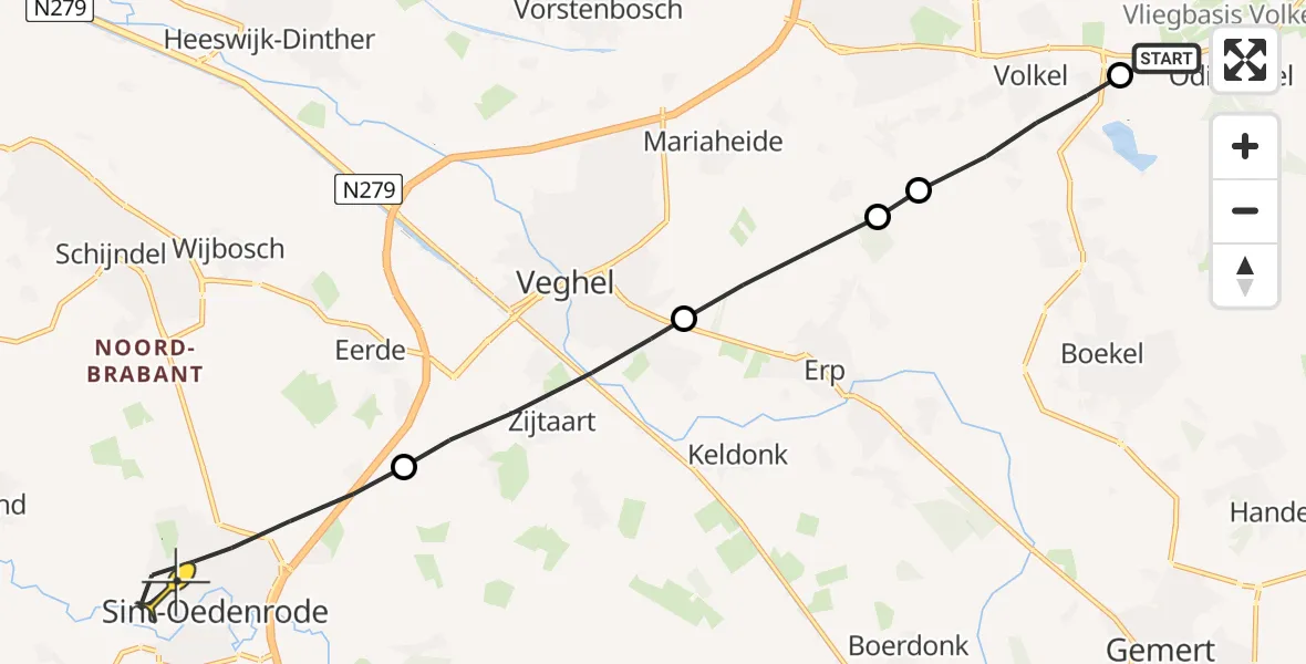 Routekaart van de vlucht: Lifeliner 3 naar Sint-Oedenrode