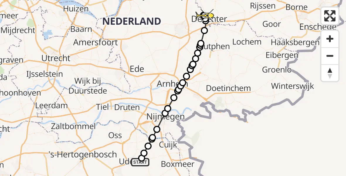 Routekaart van de vlucht: Lifeliner 3 naar Deventer