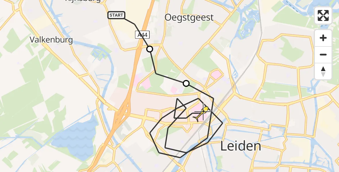 Routekaart van de vlucht: Lifeliner 1 naar Leiden