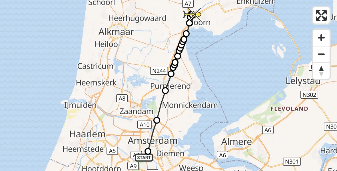 Routekaart van de vlucht: Lifeliner 1 naar Zwaagdijk-West