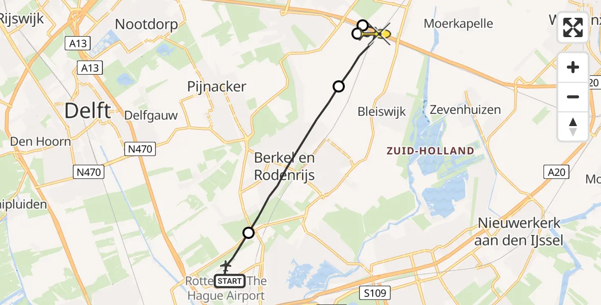 Routekaart van de vlucht: Lifeliner 2 naar Bleiswijk