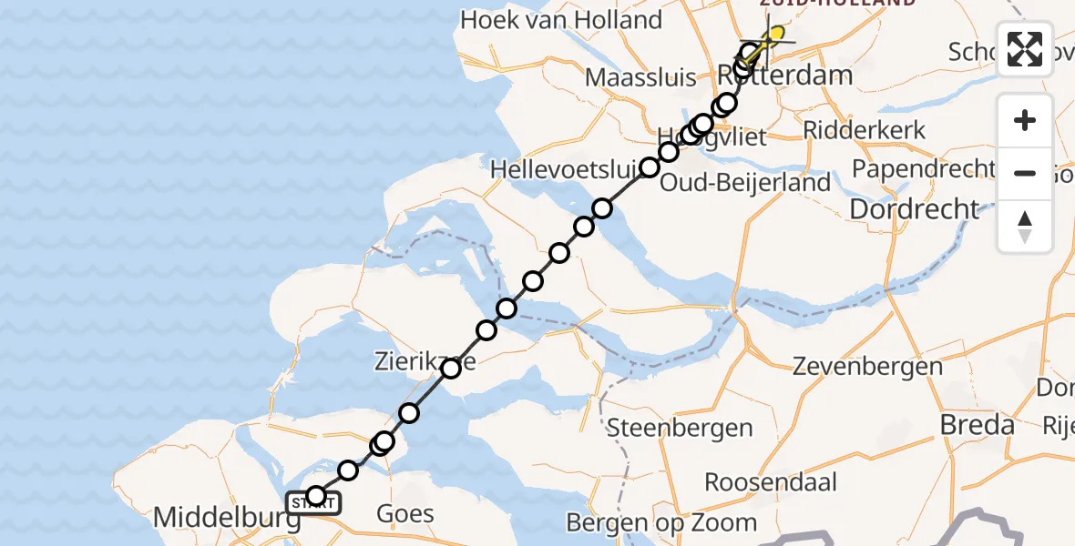 Routekaart van de vlucht: Lifeliner 2 naar Rotterdam The Hague Airport