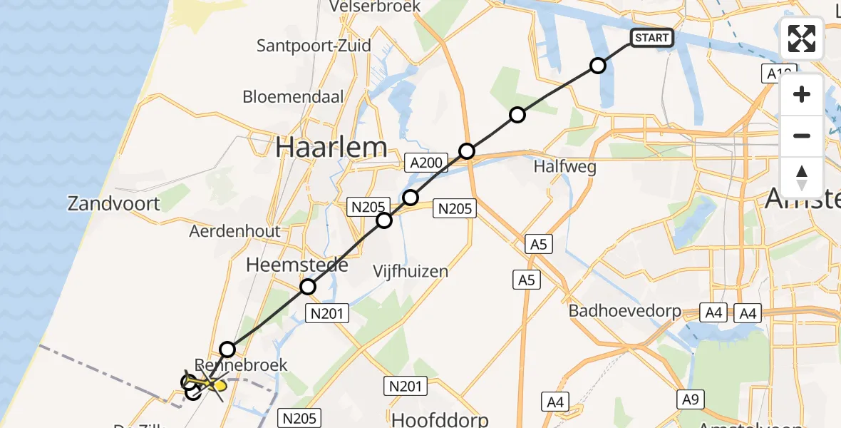 Routekaart van de vlucht: Lifeliner 1 naar Vogelenzang