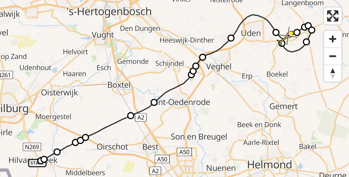 Routekaart van de vlucht: Lifeliner 3 naar Vliegbasis Volkel