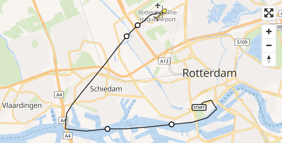 Routekaart van de vlucht: Lifeliner 2 naar Rotterdam The Hague Airport