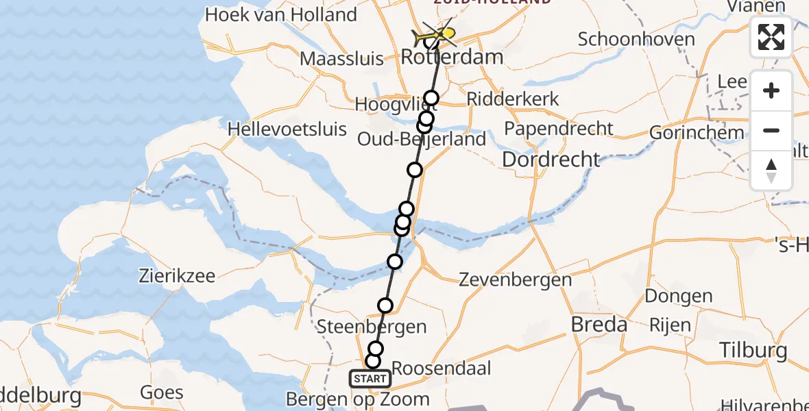 Routekaart van de vlucht: Lifeliner 2 naar Rotterdam The Hague Airport