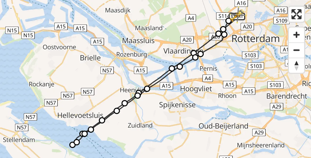 Vluchtroute Traumahelikopter Rotterdam The Hague Airport - Rotterdam The Hague Airport, 18 april 2023, 14:32