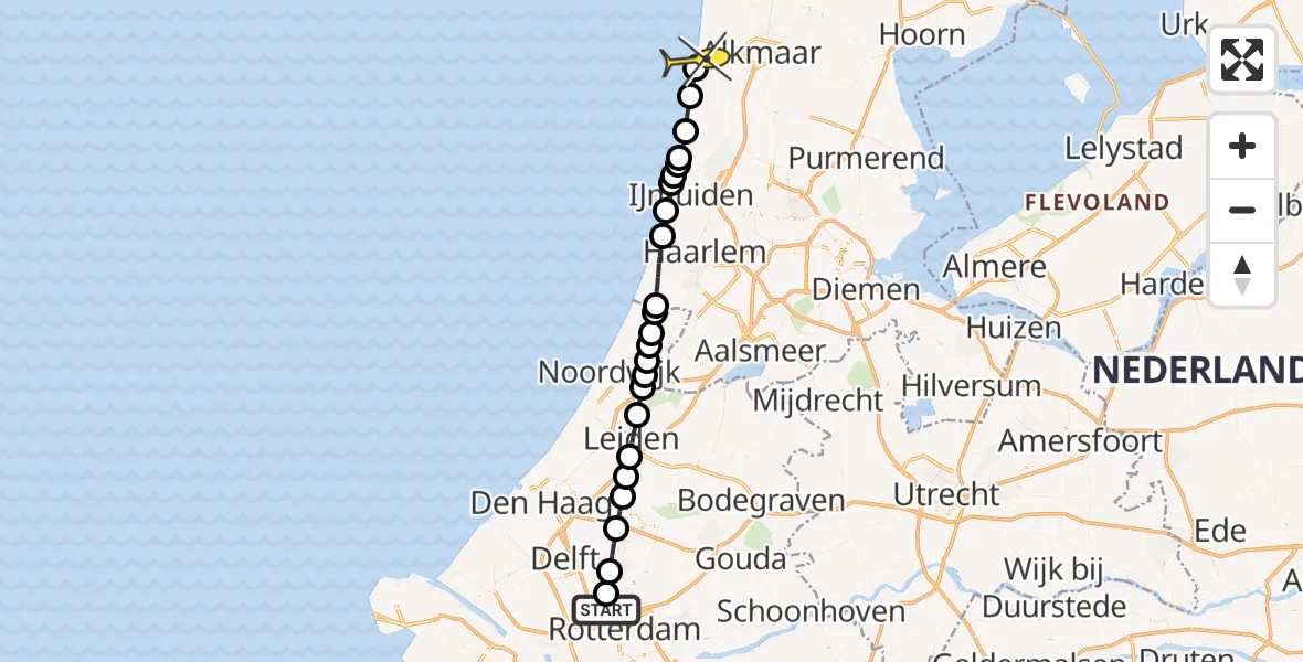 Routekaart van de vlucht: Lifeliner 2 naar Egmond aan Zee