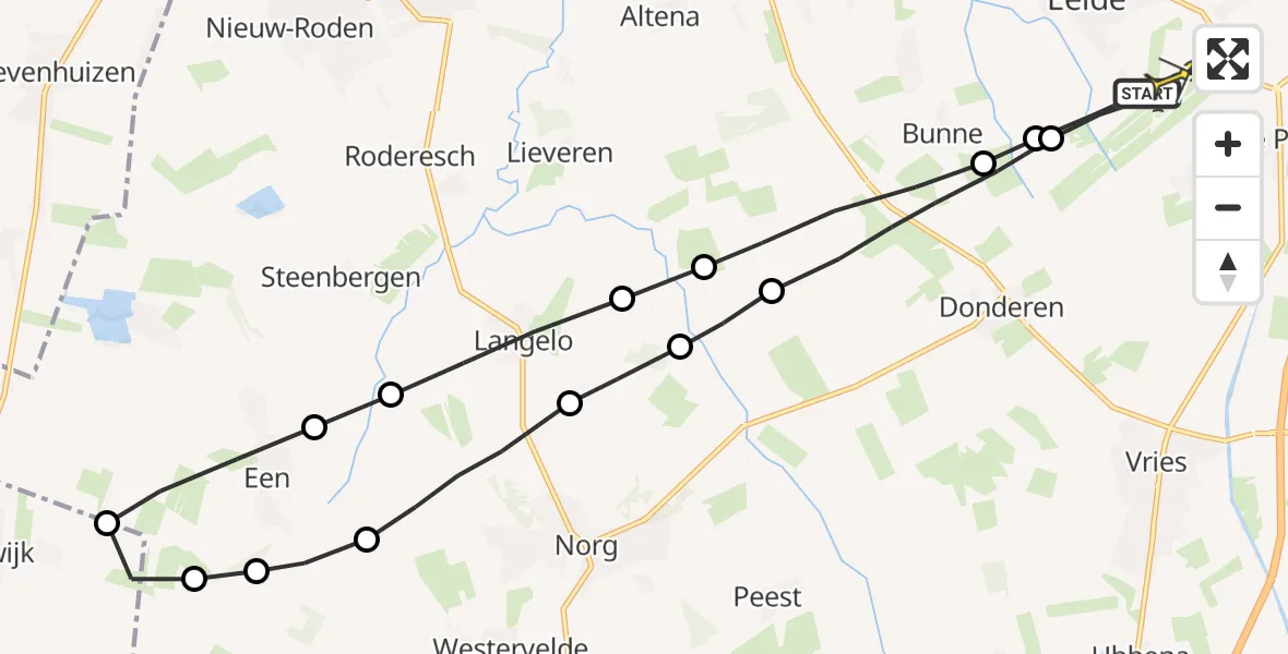 Routekaart van de vlucht: Lifeliner 4 naar Groningen Airport Eelde