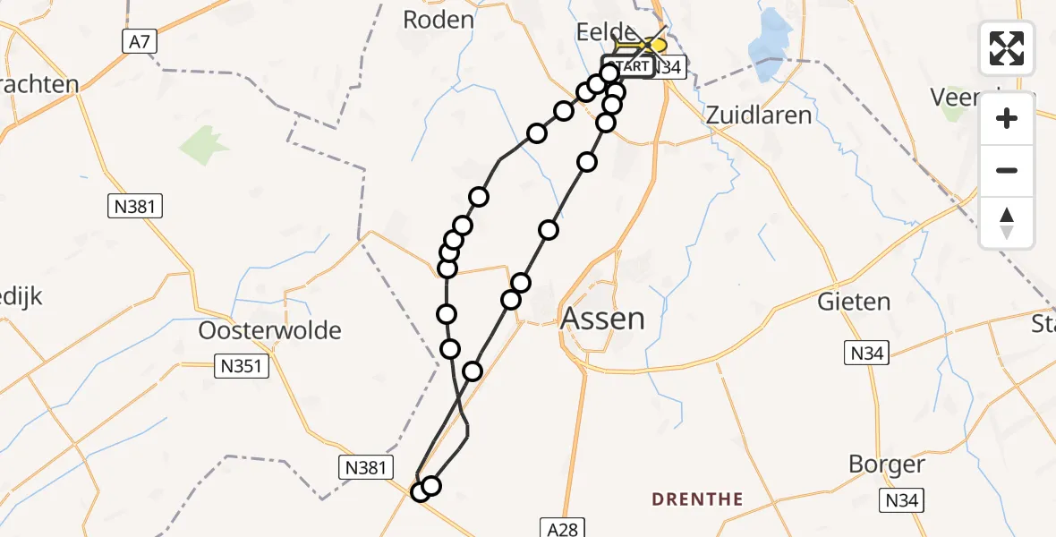 Routekaart van de vlucht: Lifeliner 4 naar Groningen Airport Eelde
