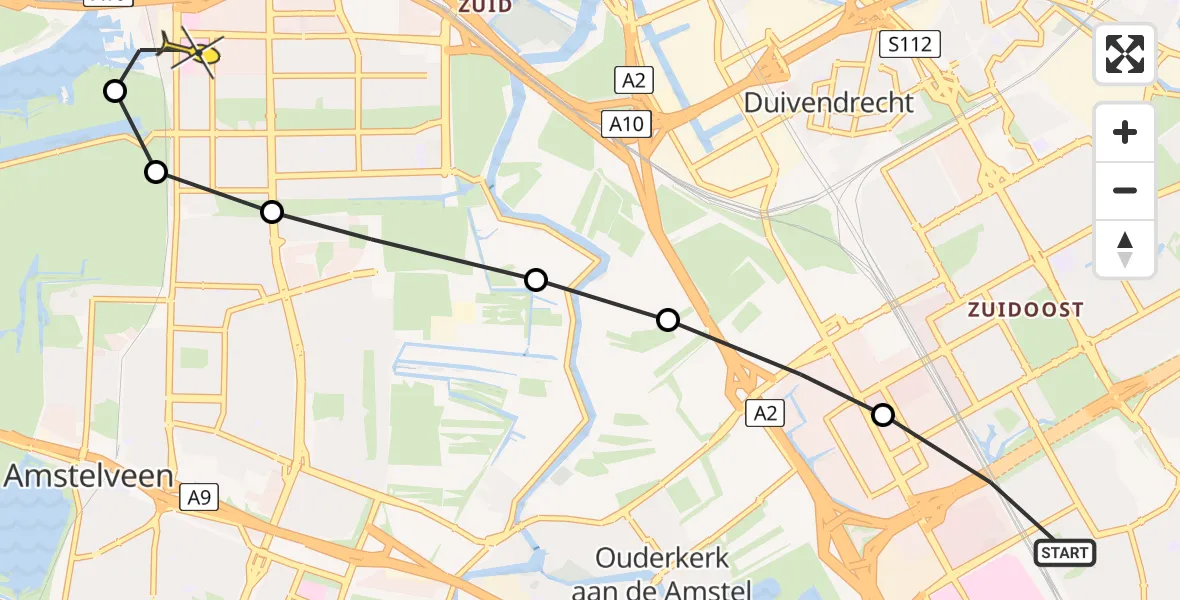 Routekaart van de vlucht: Lifeliner 1 naar VU Medisch Centrum Amsterdam