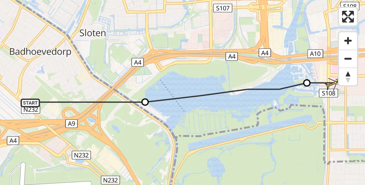 Routekaart van de vlucht: Lifeliner 1 naar VU Medisch Centrum Amsterdam