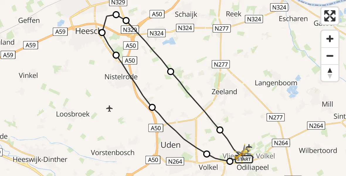 Vluchtroute Traumahelikopter Vliegbasis Volkel - Vliegbasis Volkel, 19 april 2023, 09:25