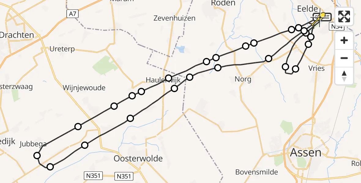 Routekaart van de vlucht: Lifeliner 4 naar Groningen Airport Eelde