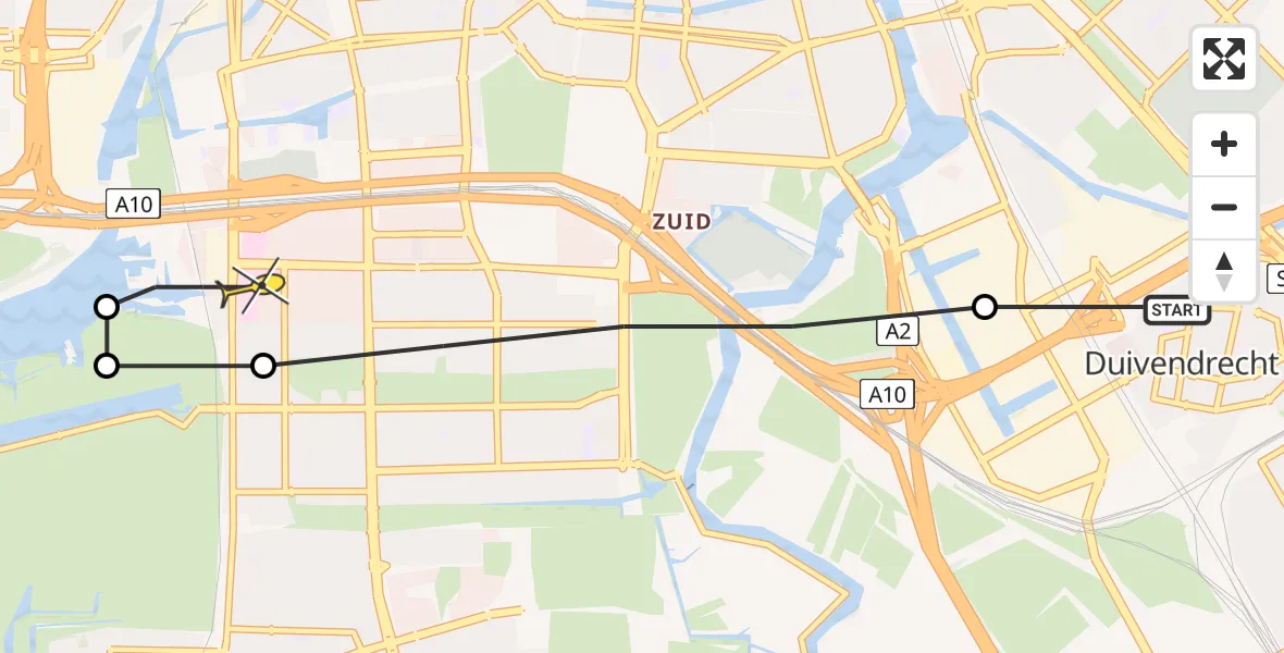 Routekaart van de vlucht: Lifeliner 1 naar VU Medisch Centrum Amsterdam