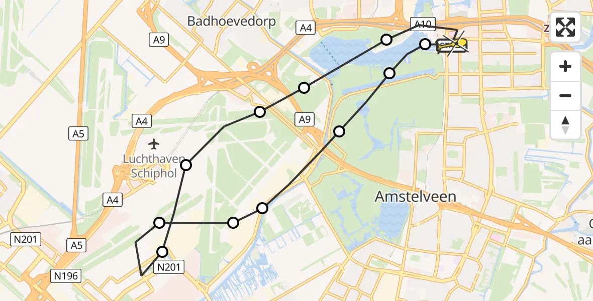 Routekaart van de vlucht: Lifeliner 1 naar VU Medisch Centrum Amsterdam