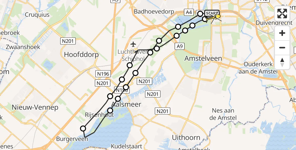 Routekaart van de vlucht: Lifeliner 1 naar VU Medisch Centrum Amsterdam