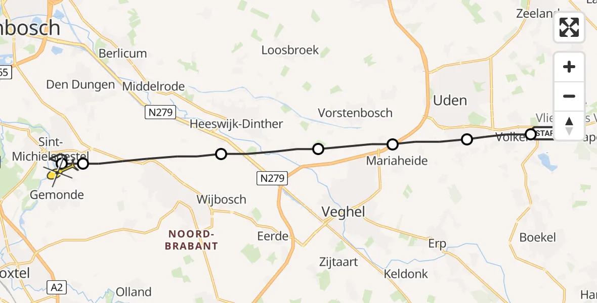 Routekaart van de vlucht: Lifeliner 3 naar Sint-Michielsgestel