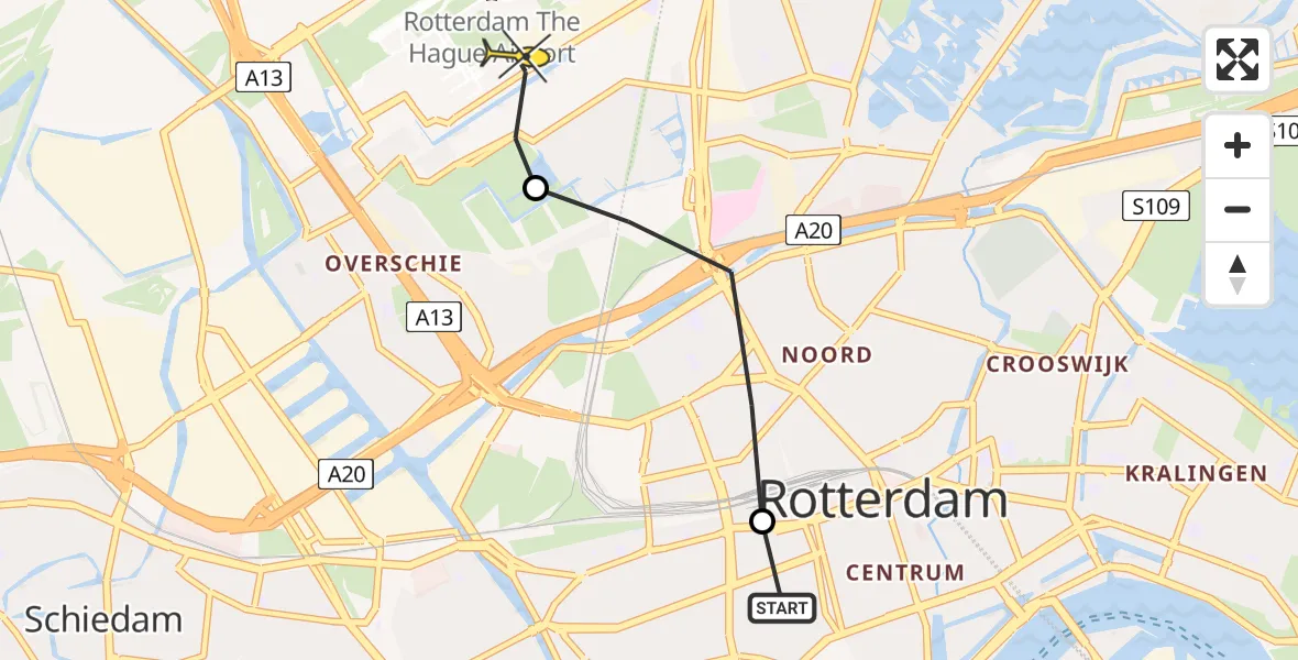 Routekaart van de vlucht: Lifeliner 2 naar Rotterdam The Hague Airport