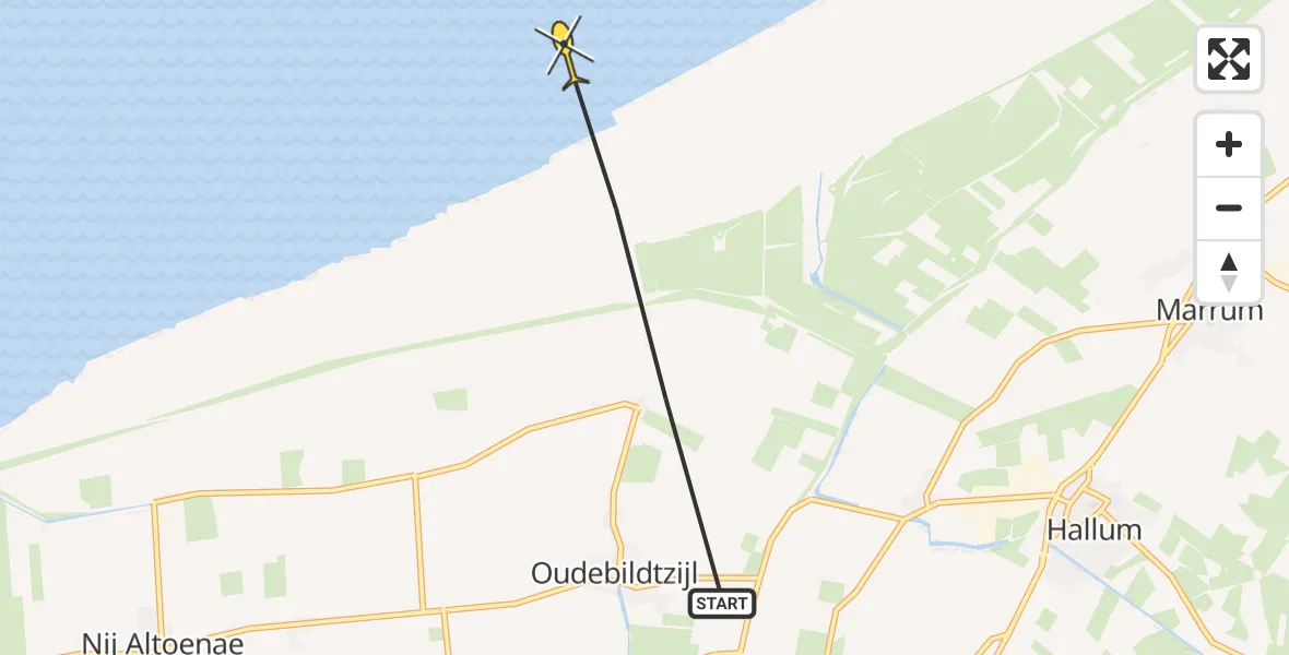 Routekaart van de vlucht: Ambulancehelikopter naar St.-Annaparochie