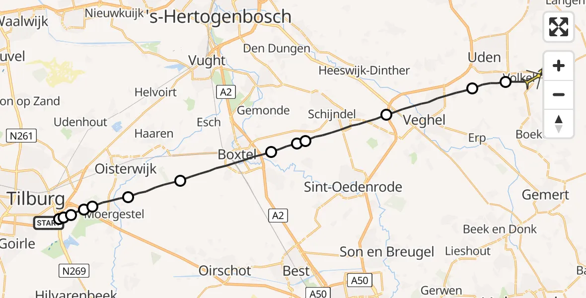 Routekaart van de vlucht: Lifeliner 3 naar Volkel