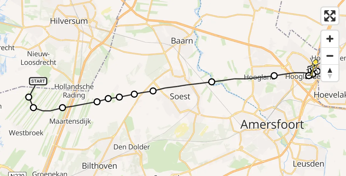 Routekaart van de vlucht: Lifeliner 1 naar Amersfoort