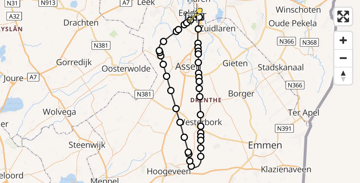 Routekaart van de vlucht: Lifeliner 4 naar Groningen Airport Eelde