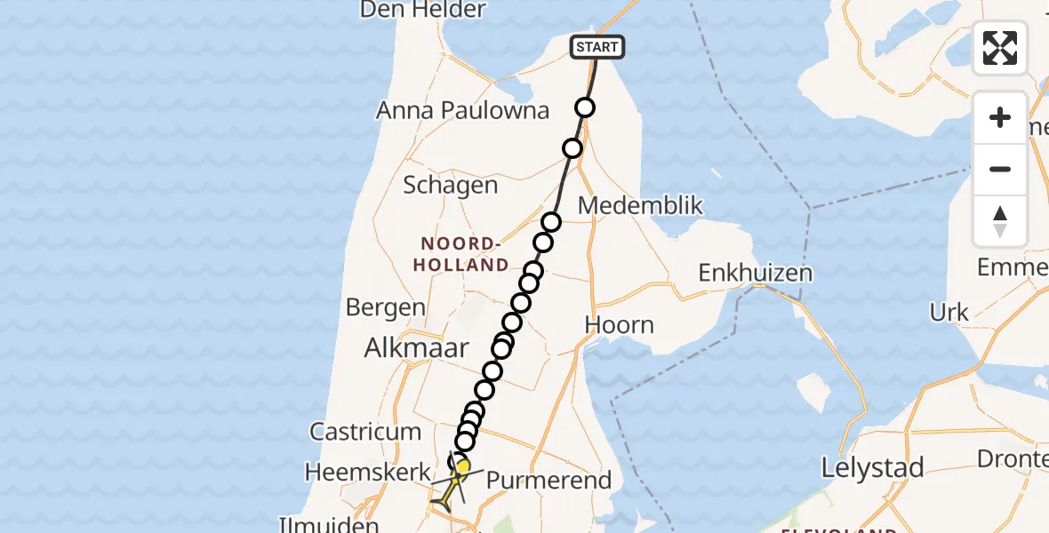 Routekaart van de vlucht: Lifeliner 1 naar Wormer