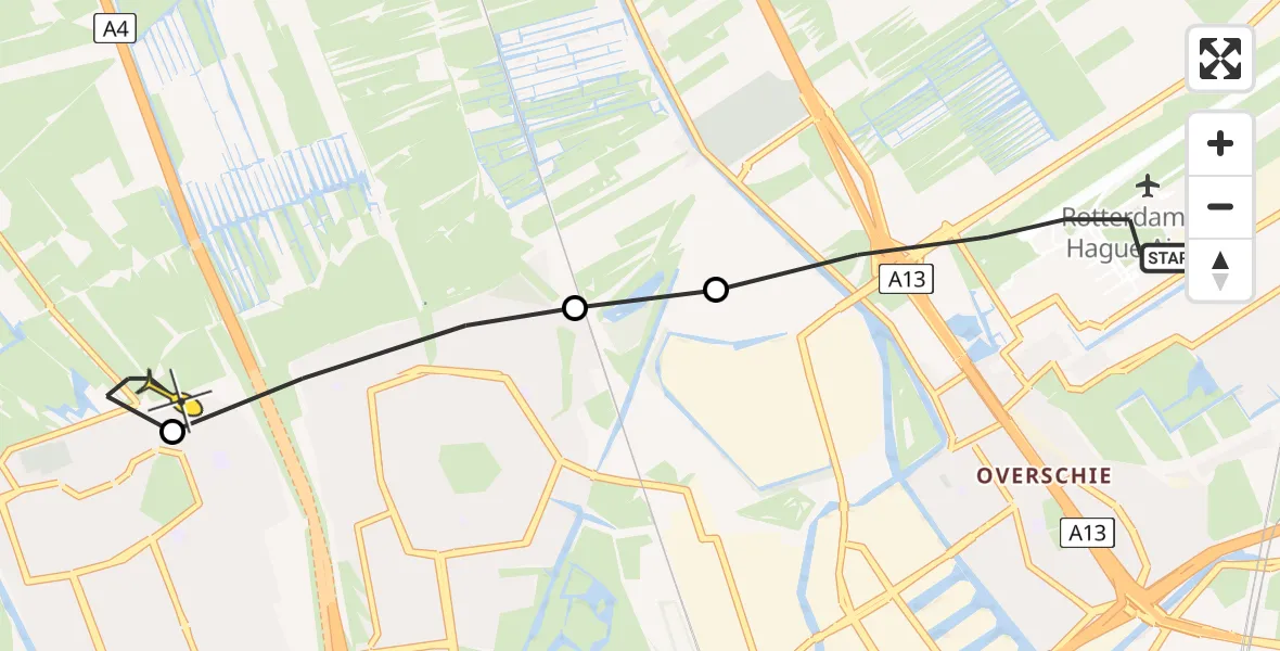 Routekaart van de vlucht: Lifeliner 2 naar Vlaardingen