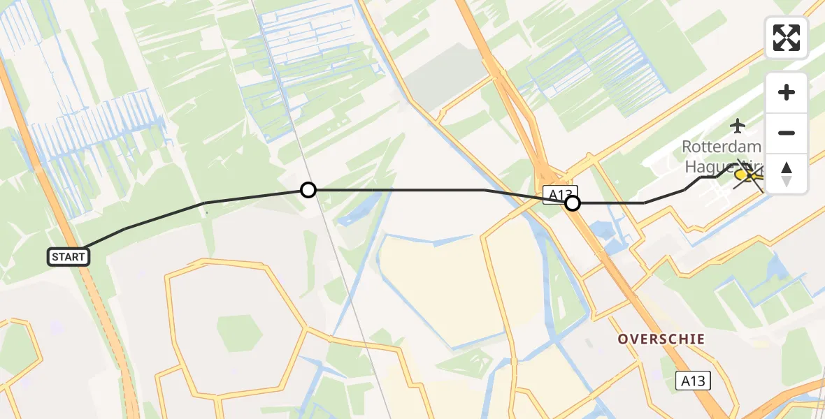 Routekaart van de vlucht: Lifeliner 2 naar Rotterdam The Hague Airport