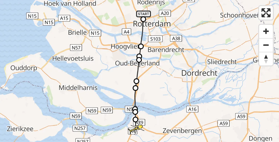 Routekaart van de vlucht: Lifeliner 2 naar Heijningen