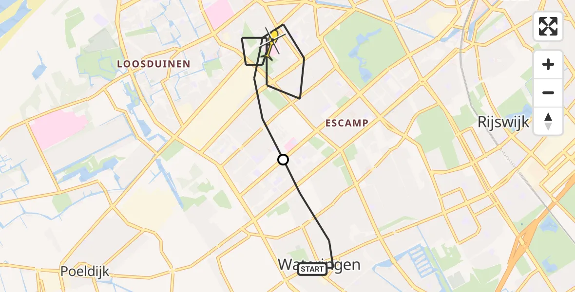 Routekaart van de vlucht: Lifeliner 2 naar Den Haag