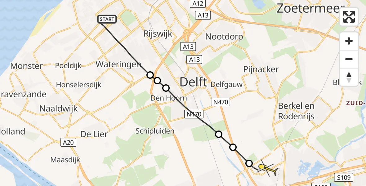 Routekaart van de vlucht: Lifeliner 2 naar Rotterdam The Hague Airport