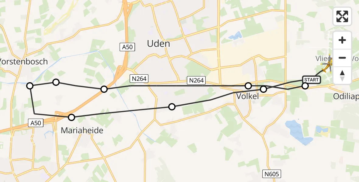 Vluchtroute Traumahelikopter Vliegbasis Volkel - Vliegbasis Volkel, 20 april 2023, 14:01