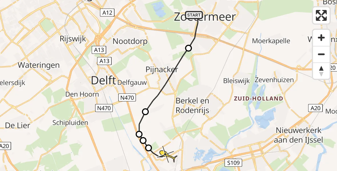 Routekaart van de vlucht: Lifeliner 2 naar Rotterdam The Hague Airport