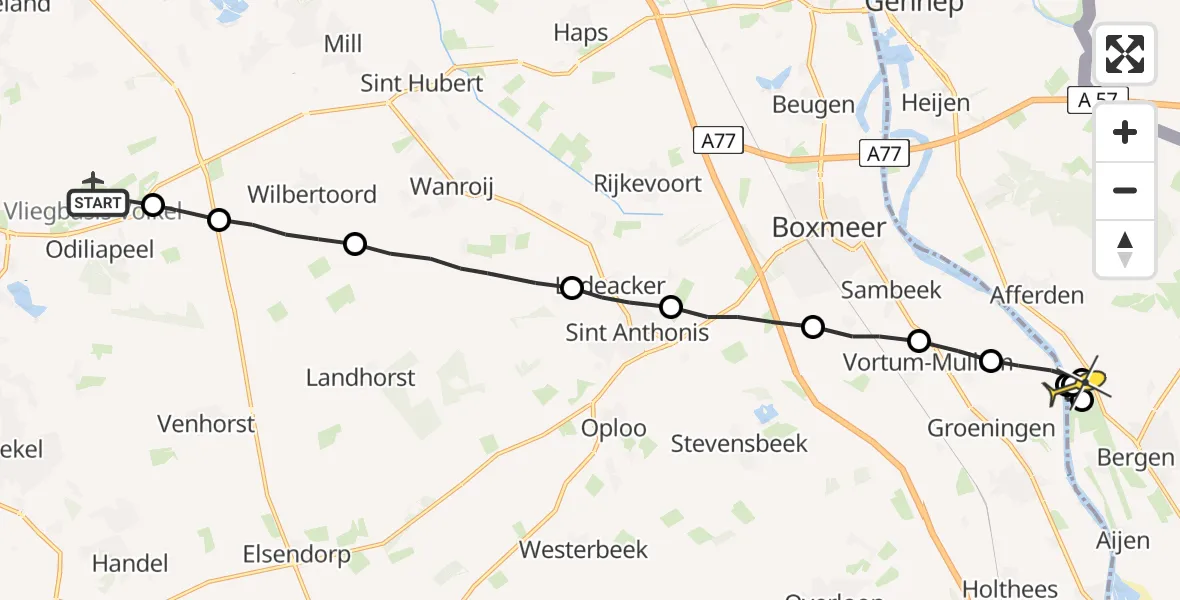 Routekaart van de vlucht: Lifeliner 3 naar Afferden